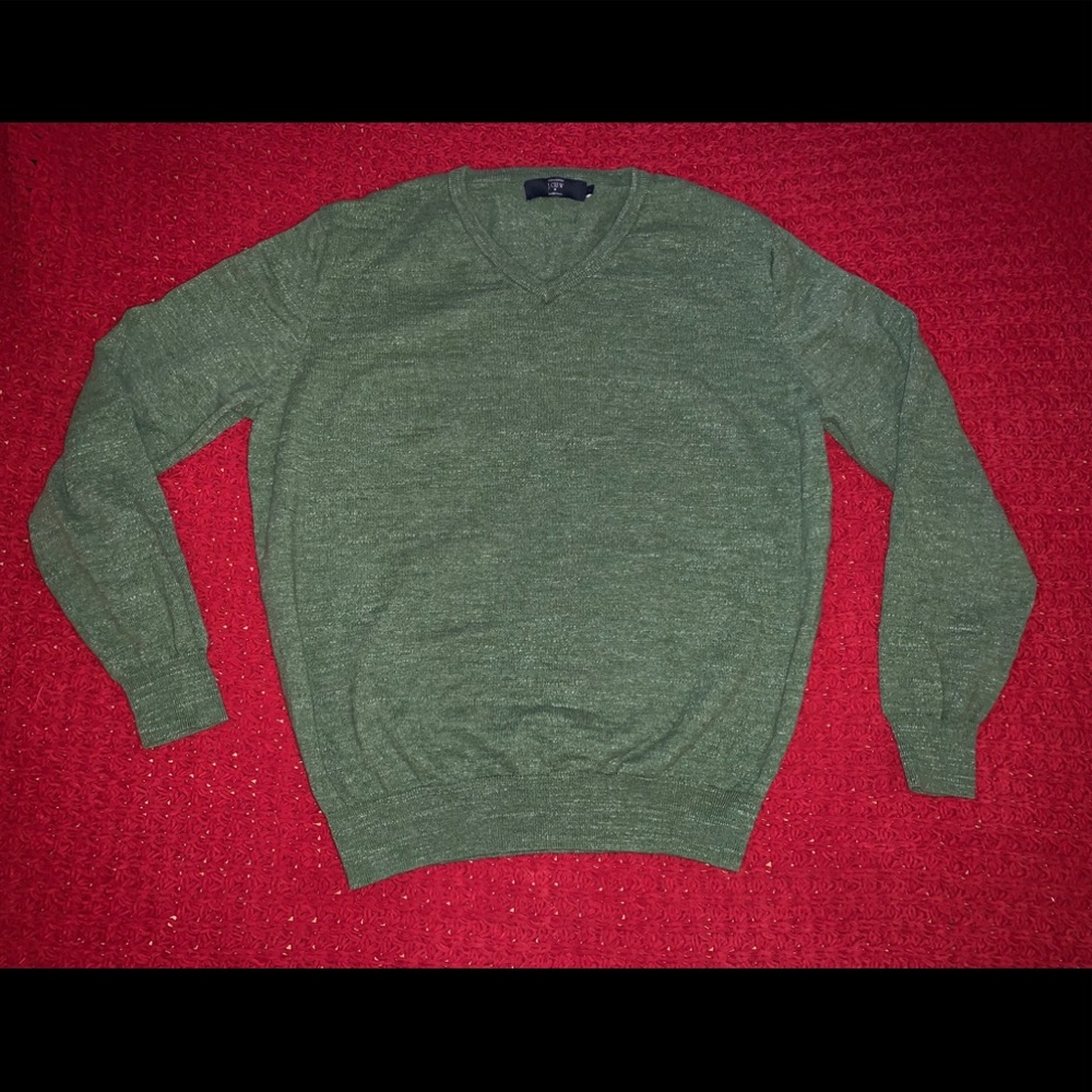 Men’s JCrew Green w/ White Speckled V-Neck Sweater